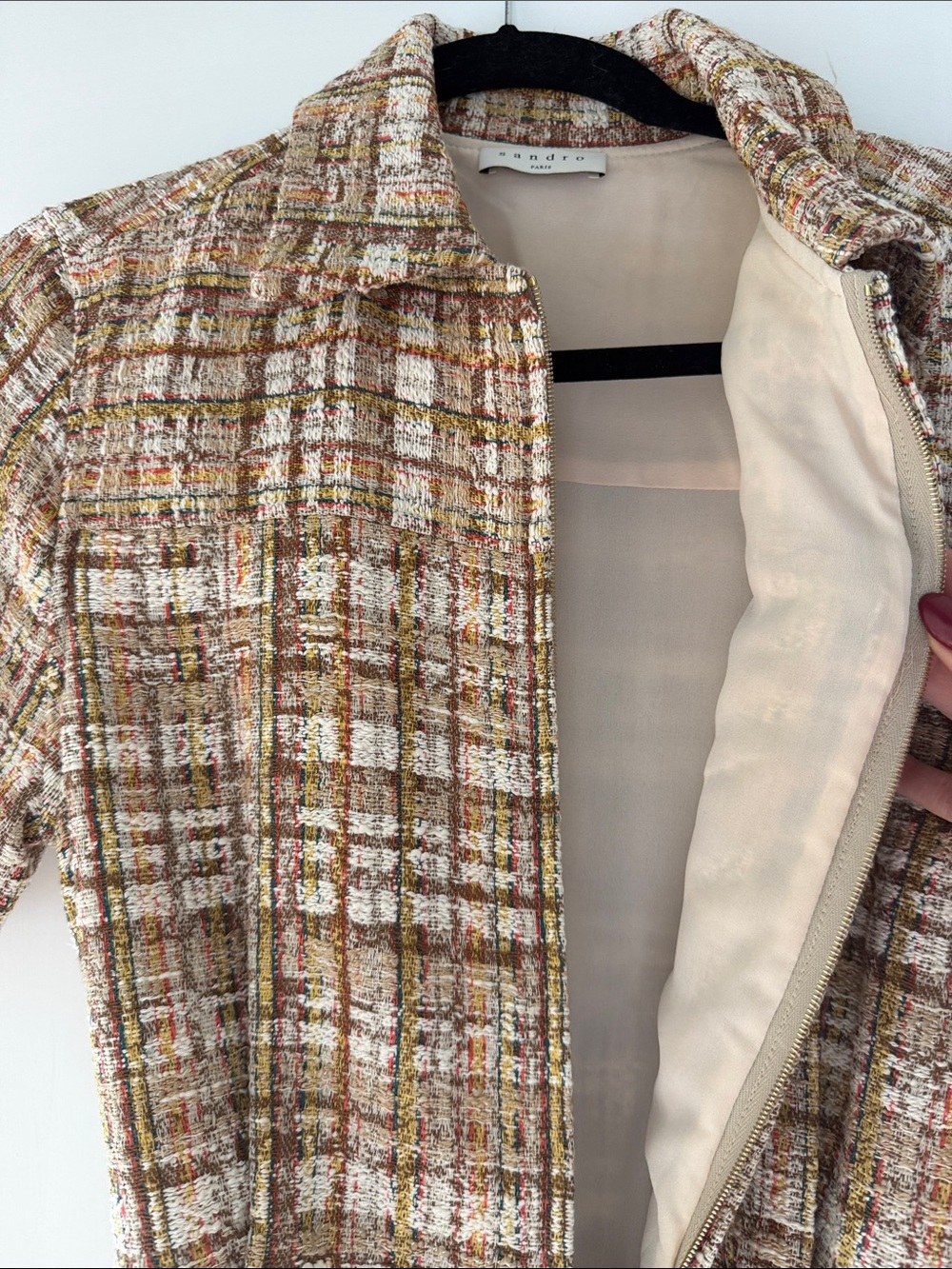 Sandro Multicolor Tweed Romper with Gold Hardware - Picture 6 of 12